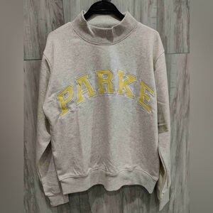PARKE High Neck Embroidered Logo Sweatshirt | Light Grey & Yellow